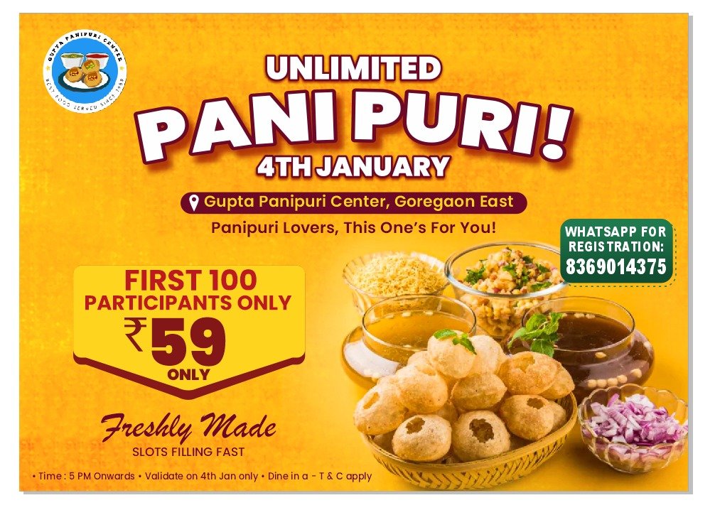 2026 Unlimited Panipuri Event at Gupta Panipuri Center, Goregaon East Mumbai